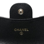 Caviar Quilted Flap Card Holder On Chain Black