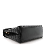 Calfskin Y Quilted Monogram Medium Loulou Chain Satchel Black