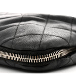 Caviar Quilted Expandable Zip Shoulder Bag Black