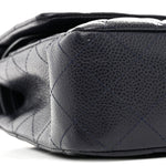 Caviar Quilted Medium Double Flap Navy