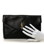 Grained Lambskin Cassandre Envelope Pouch Black