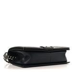 Lambskin Braided Woven Medium Boy Flap Black