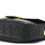 Nappa Small FF Embossed Mid Chain Baguette Black