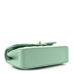 Caviar Quilted Small Double Flap Light Green