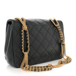 Lambskin Quilted Chain To Chain Flap Black