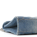 Denim Mixed Matelasse Triquilt Medium Monogram Envelope Satchel Blue
