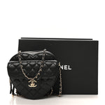 Lambskin Quilted CC In Love Heart Bag Black