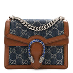 New Denim GG Monogram Dollar Calfskin Enamel Mini Dionysus Shoulder Bag Blue Tea Cuir Epilog Electric Blue