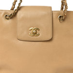 Caviar Turnlock Tote Beige