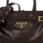 Glossy Calfskin Triangle Mini Bonnie Shoulder Bag Moro