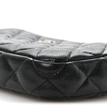 Caviar Quilted Small Clutch With Chain Black