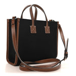 Canvas Smooth Calfskin Mini Two Tone Freya Tote Black Tan