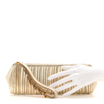 Metallic Nappa Plisse Long Clutch Gold