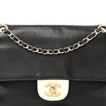 Lambskin Perforated Medium Single Flap Bag Black White