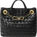 Nappa Intrecciato Small Andiamo With Chain Shoulder Bag Black