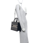 Oblique Calfskin Small Book Tote With Strap Blue Multicolor