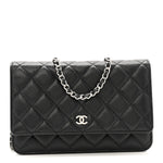 Caviar Quilted Wallet on Chain WOC Black