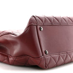 Caviar Quilted City Shopping Tote Dark Red