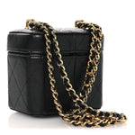 Lambskin Quilted Vanity Clutch With Chain Black