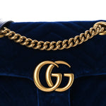 Velvet Matelasse Mini GG Marmont Shoulder Bag Cobalt Blue