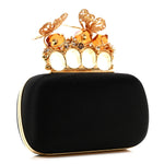 Satin Butterfly Knuckle Duster Box Clutch Black
