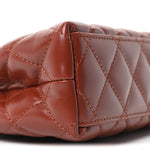 Shiny Aged Calfskin Quilted Nano Kelly Shopper Brown