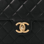 Goatskin Quilted Chic Pearls Flap Black