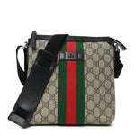 GG Supreme Monogram Web Messenger Bag Black