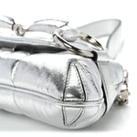 Metallic Nappa Vertical Matelasse Small Maxi Horsebit Chain Shoulder Bag Silver