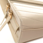 Calfskin Chevron Quilted Large Medal Flap Light Beige