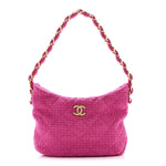Cashmere Tweed Quilted CC Links Hobo Fuchsia