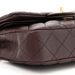 Lambskin Quilted Mini Flap Bag Charm With Hook Dark Brown