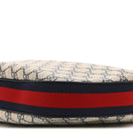 GG Supreme Monogram Textured Calfskin Web Small Attache Shoulder Bag Beige Blue