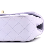 Lambskin Quilted Mini Top Handle Rectangular Flap Light Purple