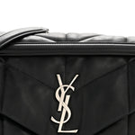 Lambskin Quilted Medium Loulou Puffer Monogram Chain Satchel Black