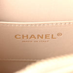 Calfskin Chevron Quilted Small Medal Flap White
