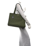 Jacquard Saffiano Triangolo Symbole Embroidered Shopping Tote Black Edera