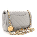 Lambskin Quilted Mini Rectangular Pearl Crush Flap Grey