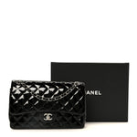 Patent Quilted Jumbo Double Flap Black