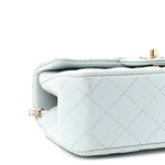 Lambskin Quilted Mini Top Handle Rectangular Flap Light Blue