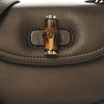 Metallic Calfskin Medium New Bamboo Top Handle Bag Bronze
