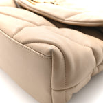 Lambskin Quilted Small Loulou Puffer Monogram Chain Satchel Dark Beige