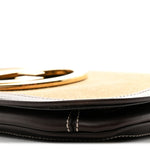 Canvas Dollar Calfskin Blondie Chain Shoulder Flap Bag Brown