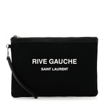 Linen Canvas Rive Gouche Zipped Pouch Black