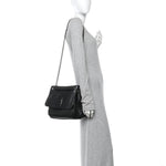 Grained Lambskin Monogram Large Niki Chain Satchel Black