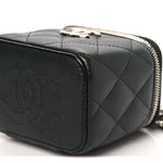 Caviar Quilted Mini Vanity Case With Chain Black