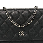 Caviar Quilted Wallet on Chain WOC Black