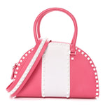 Vitello Colorblock Free Rockstud Top Handle Shoulder Bag Pink Optic White