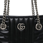 Calfskin Matelasse Aria Small GG Marmont Shoulder Tote Black
