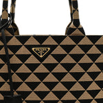 Jacquard Saffiano Triangolo Symbole Embroidered Large Tote Black Corda